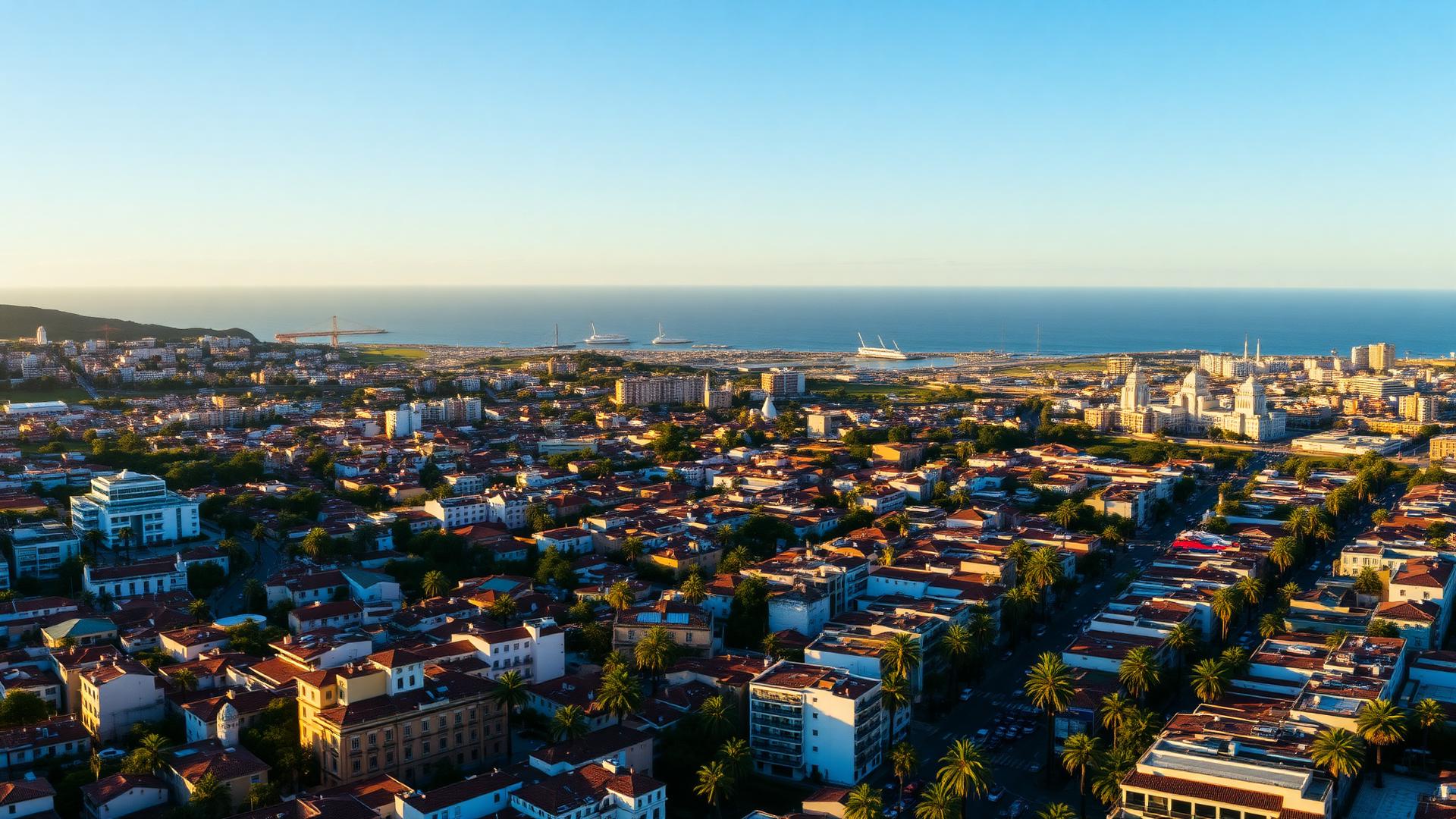 Vista aérea de Triana y Vegueta, Las Palmas de Gran Canaria